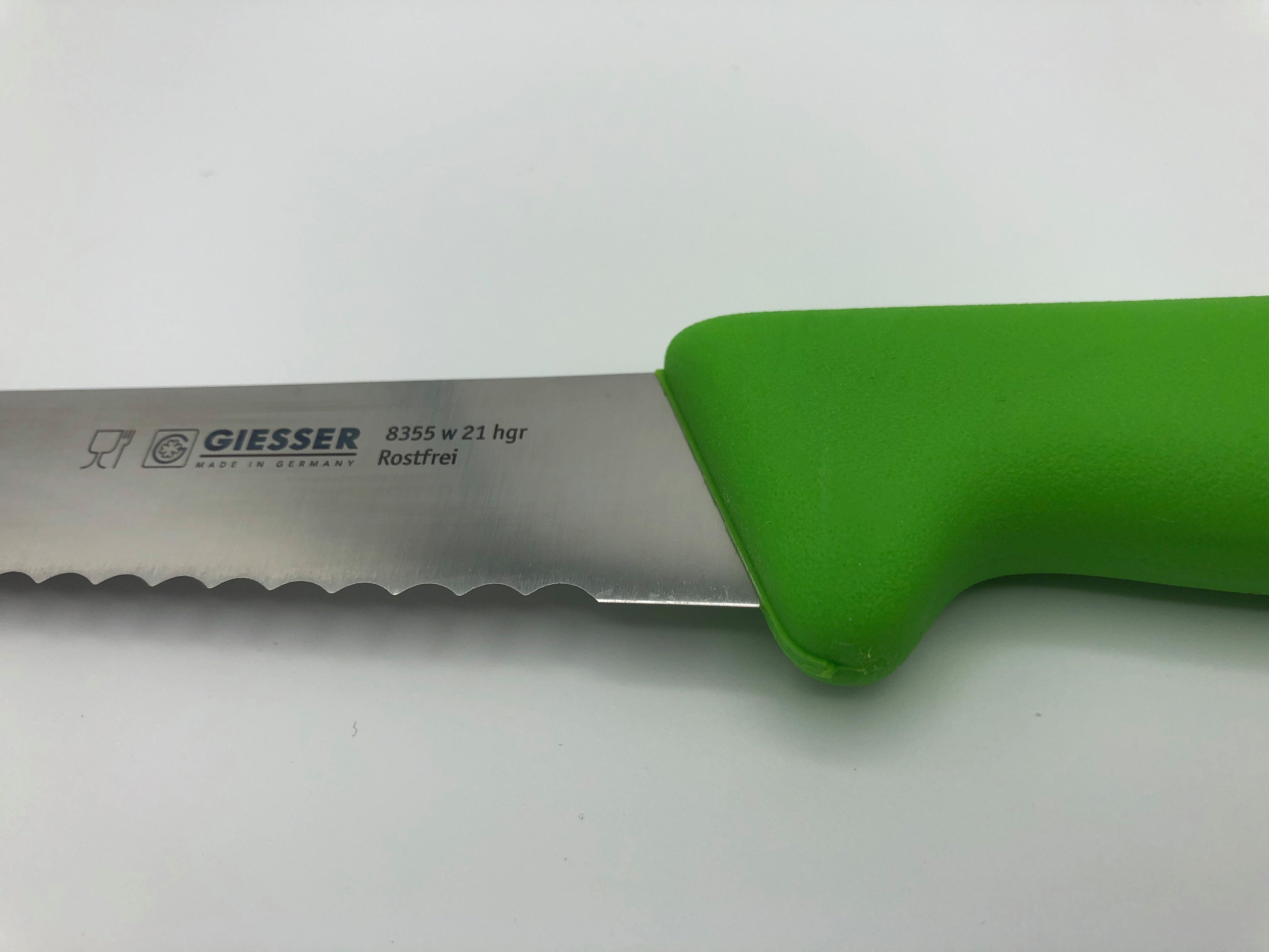 ideal Brot Konditormesser Brotmesser Giesser mm schneiden Messer 8355, Hellgrün Welle, zum Kunststoffgriff, 6