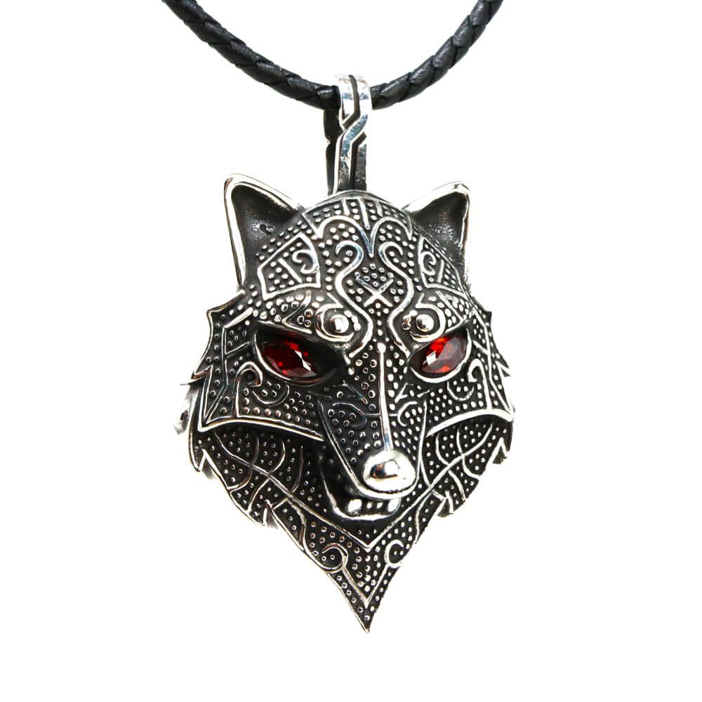 Kette mit Anhänger Lederkette Edelstahlkette 316L FENRIS WOLF