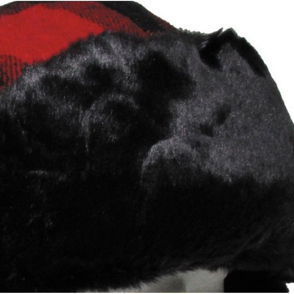 FoxOutdoor Ohrenmütze Holzfällermütze mit Fell, rot/schwarz (Packung) mit großen und kleinen Ohrenklappen