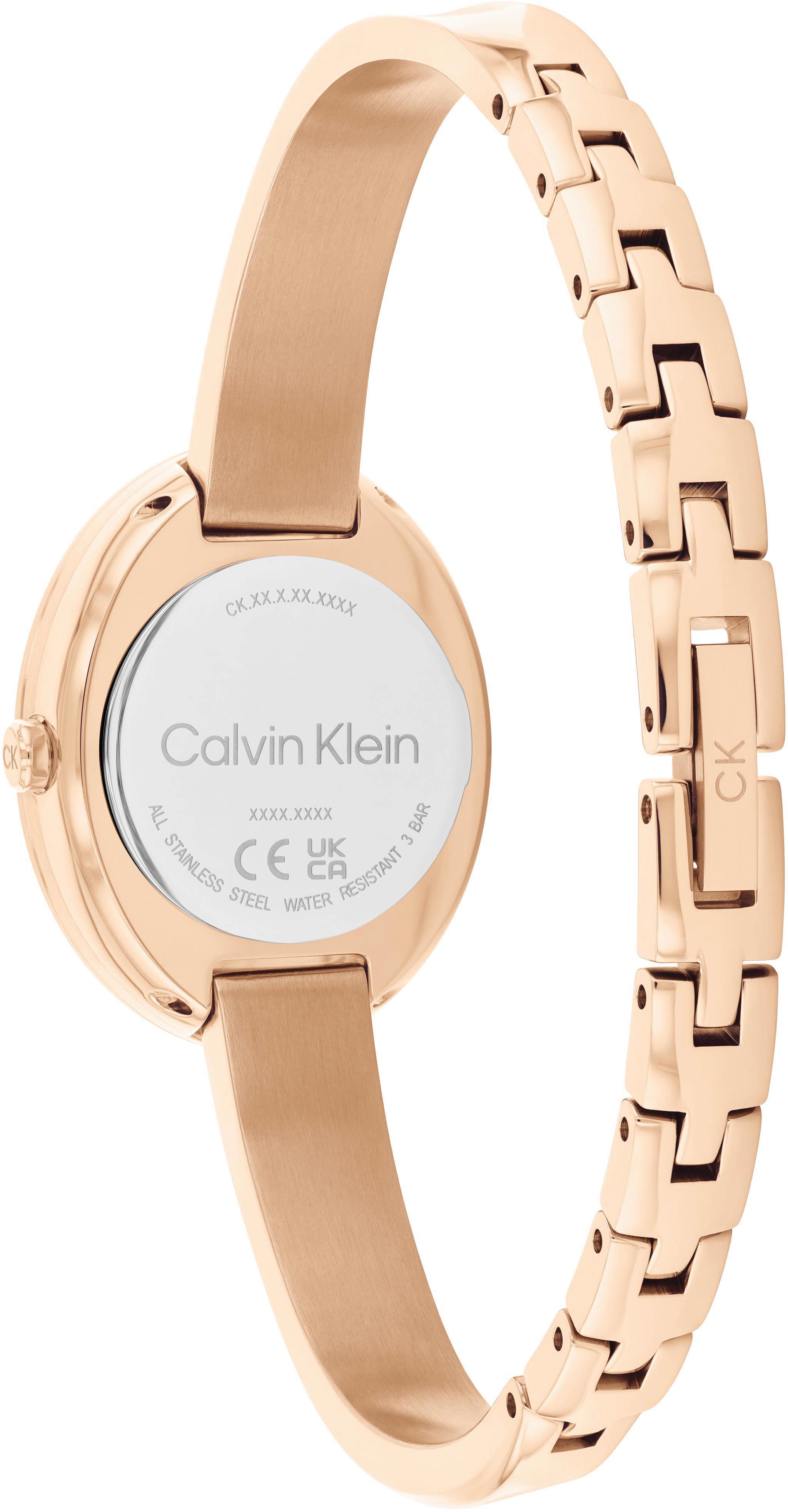 Calvin Klein Quarzuhr TWISTED BEZEL 25100057, Armbanduhr, Damenuhr, Edelstahlarmband, analog