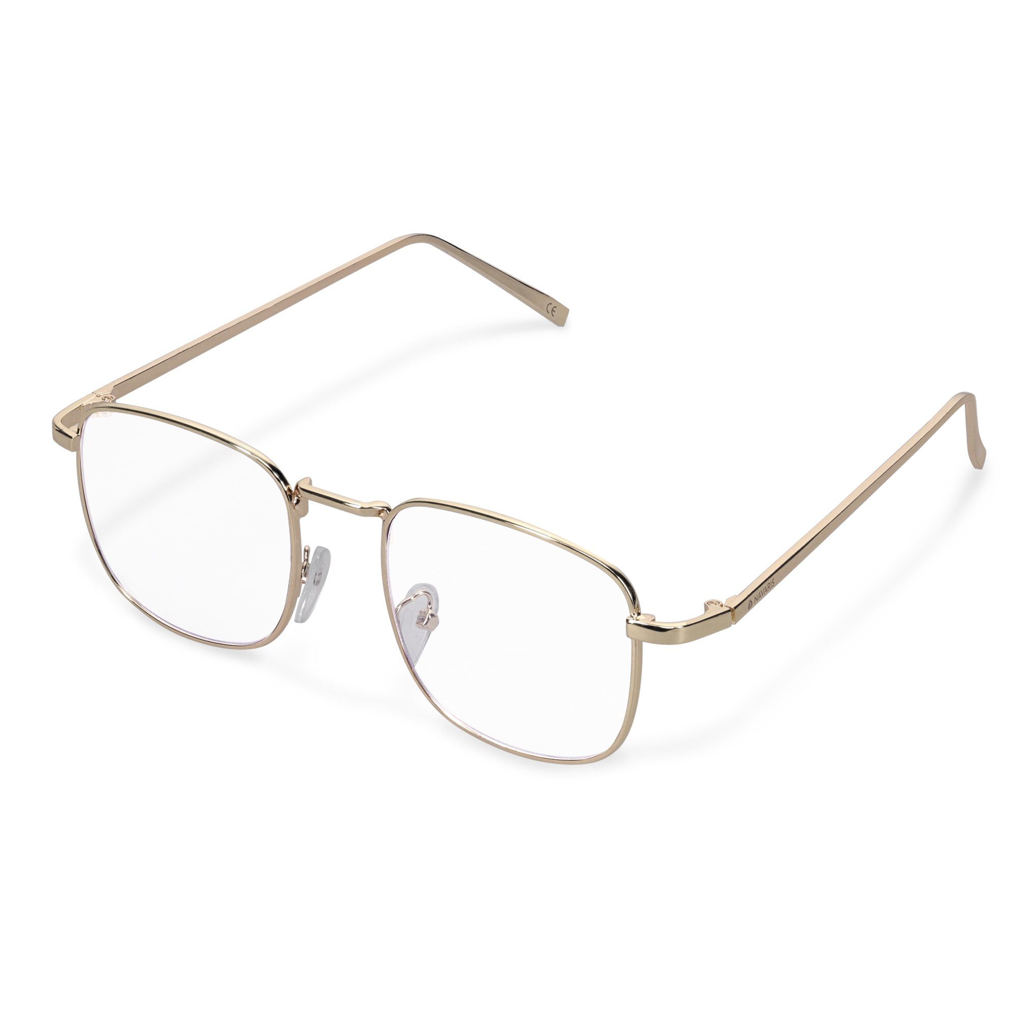 Navaris Brille Vintage Modebrille ohne Sehstärke - Anti Blaulicht -  Metallbügel