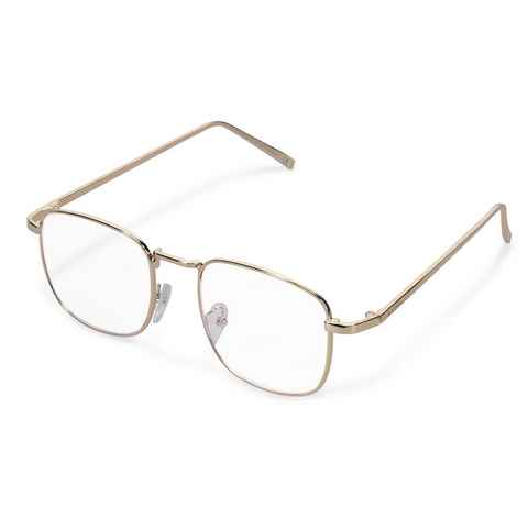 Navaris Brille Vintage Modebrille ohne Sehstärke - Anti Blaulicht - Metallbügel