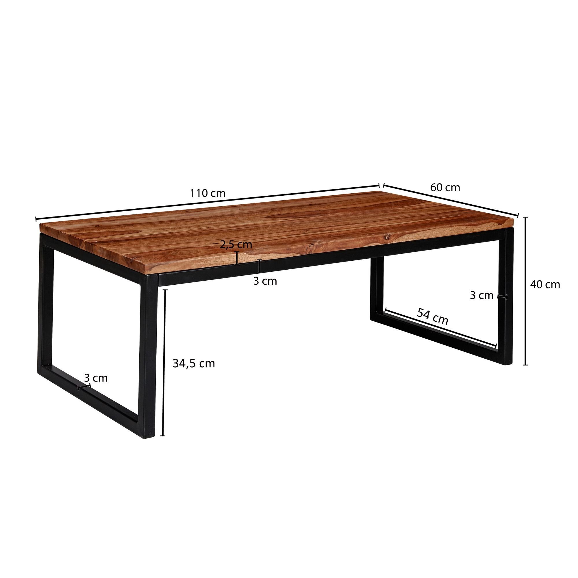 Massivholz Couchtisch 110x40x60 Loungetisch Couchtisch Designer Massivholz, Wohnzimmertisch, / cm Massiv Sofatisch, Couchtisch 110x40x60 Style Wohnzimmer, Tisch Industrial Metall cm Sheesham Sheesham möbelando