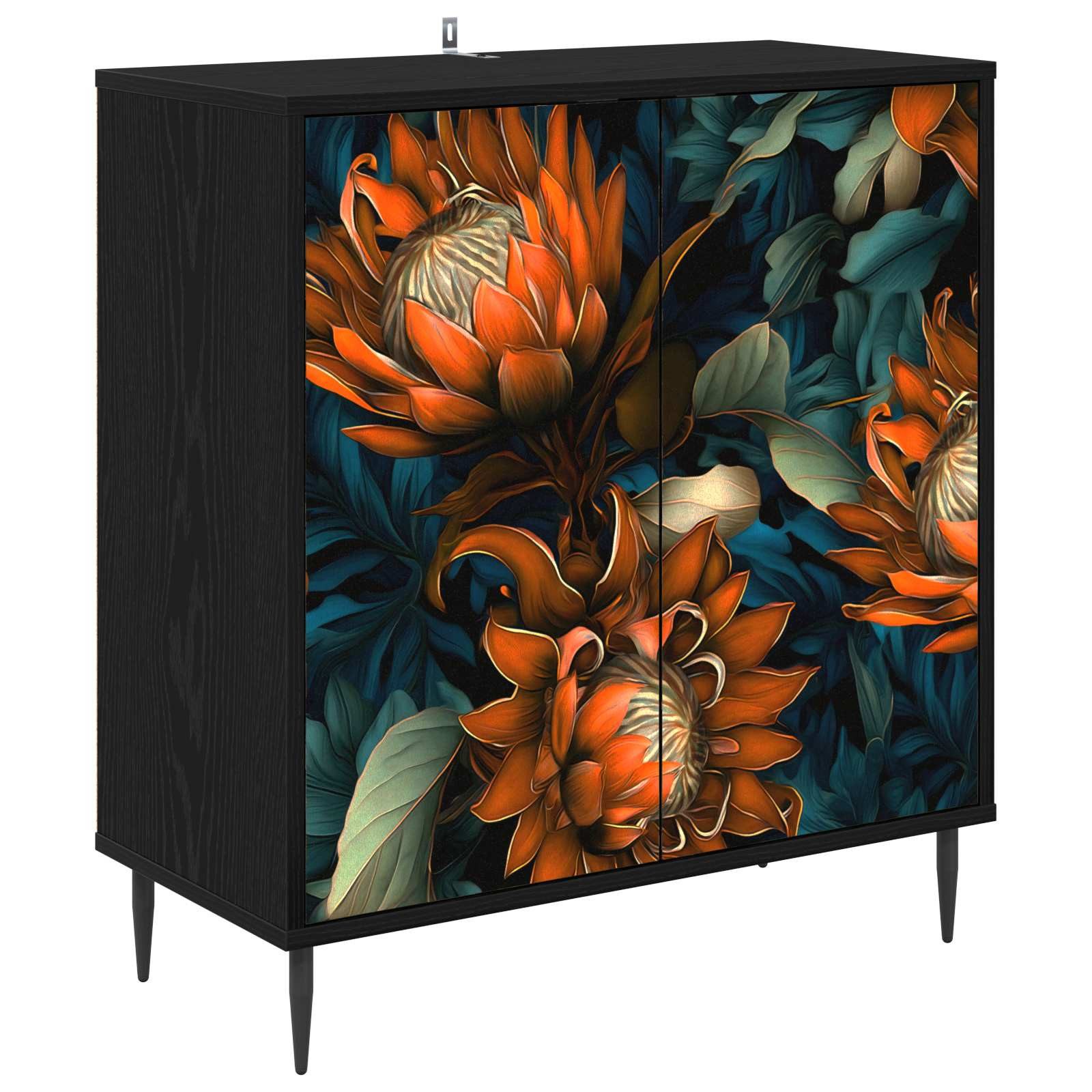 vidaXL Sideboard Sideboard LOCHEM Schwarz Eichen-Optik 69 x 33 x 76 cm (1 St)