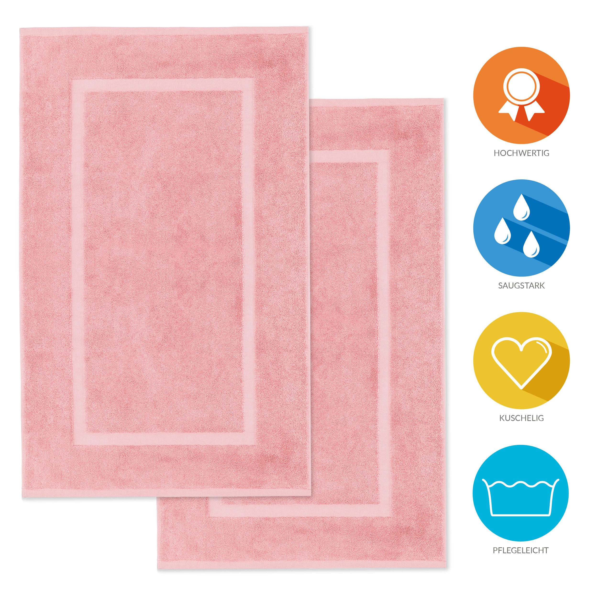 Lavea Badematte 2er Set Badeteppiche Elena Frottee 50x80 cm Badvorleger, 100% Baumwolle, 500 g/m² Frottier, weich & saugstark, pflegeleicht – Bild 2 von 5