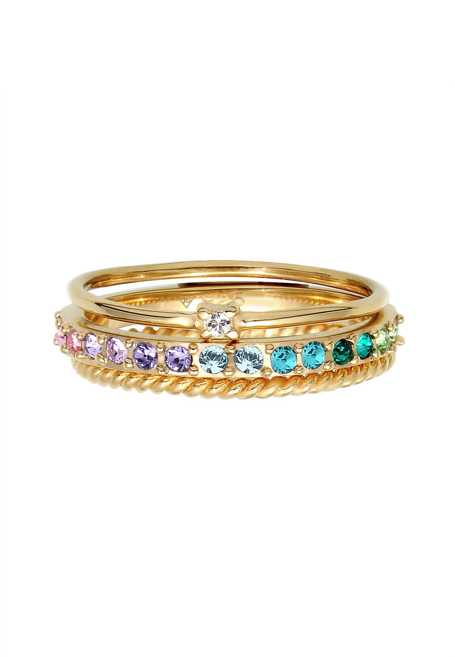 Elli Solitärring Kristalle Farbig Regenbogen Set günstig online kaufen