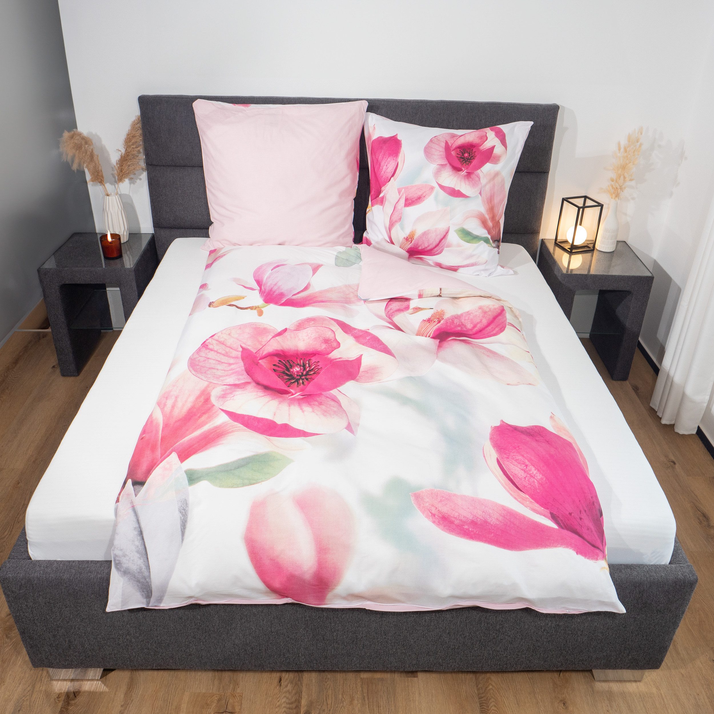 good morning Bettwäsche Baumwolle, Renforcé, 2 teilig, Magnolien, rosa günstig online kaufen