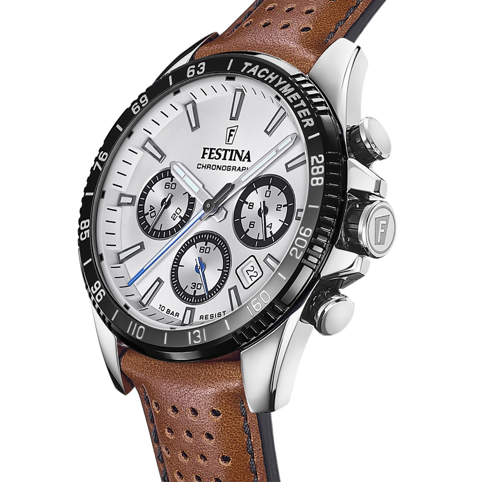 Festina Quarzuhr Festina Herrenuhr Timeless Chronograph, (Analoguhr), Herren Armbanduhr rund, Lederarmband braun, Elegant