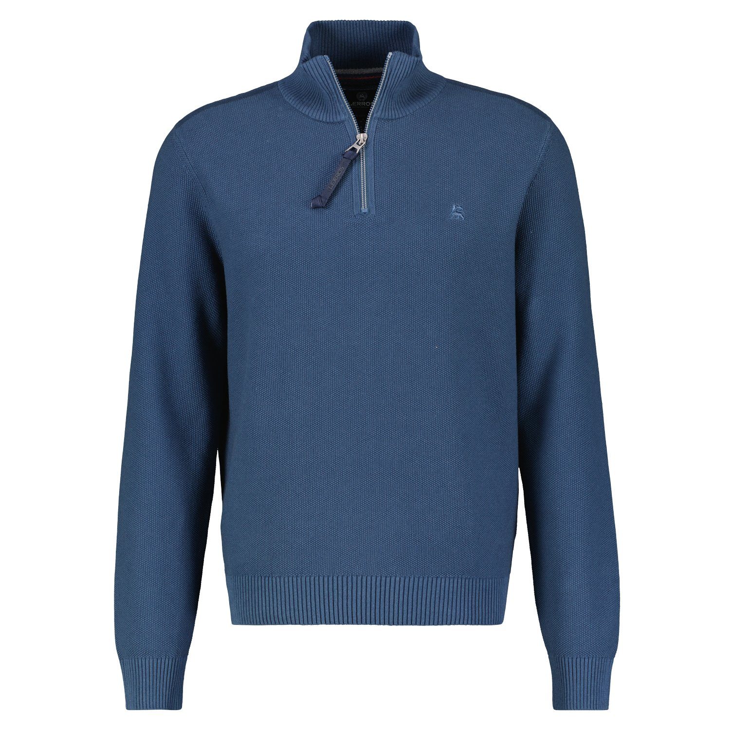 LERROS Strickpullover deep blue mit Frontlogo-Prägung