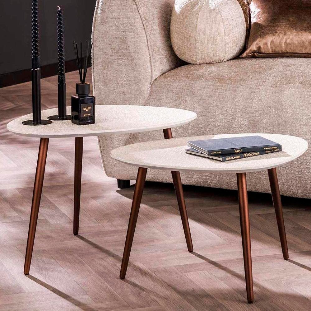 RINGO-Living Couchtisch RINGO-Living Couchtisch Elin in weißer Marmor-Komposit Optik 2er Set