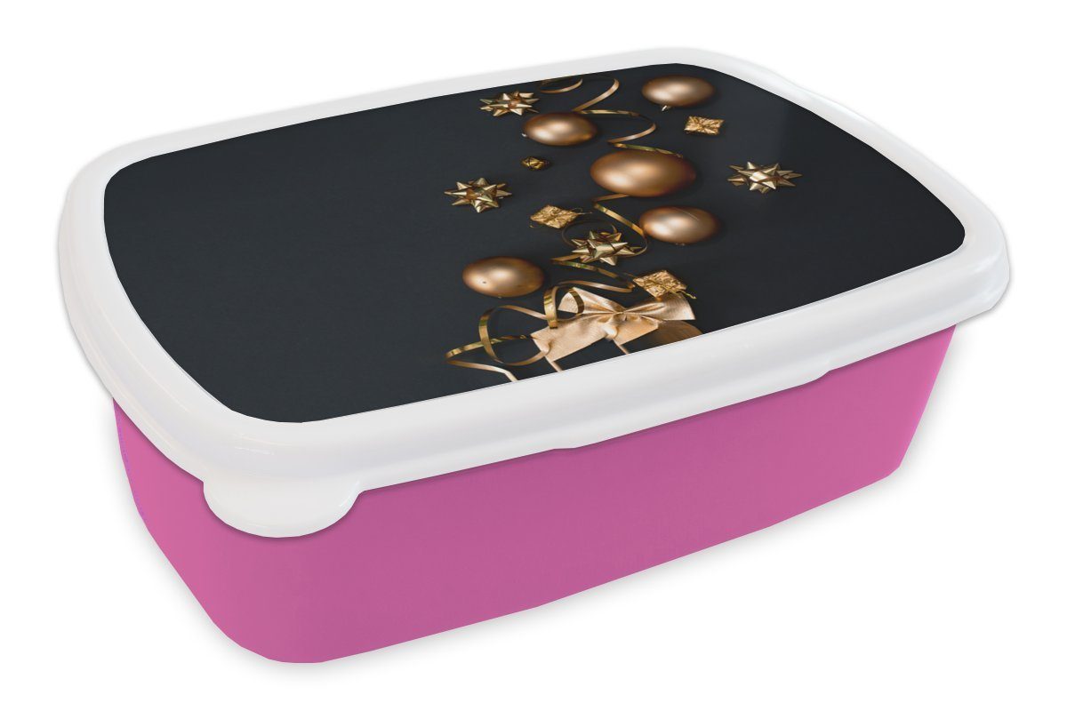 MuchoWow Lunchbox Weihnachten - Weihnachtsschmuck - Weihnachtskugeln, Kunststoff, (2-tlg), Brotbox für Erwachsene, Brotdose Kinder, Snackbox, Mädchen, Kunststoff rosa | Lunchboxen