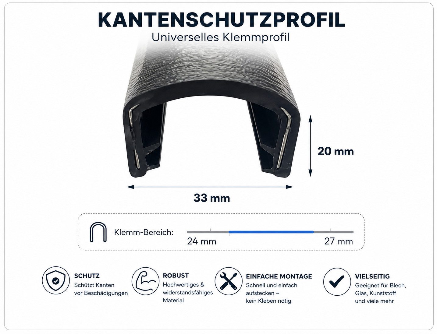Delari Unterbaublech Kantenschutz für 24-27mm Bleche Kantenschutzprofil