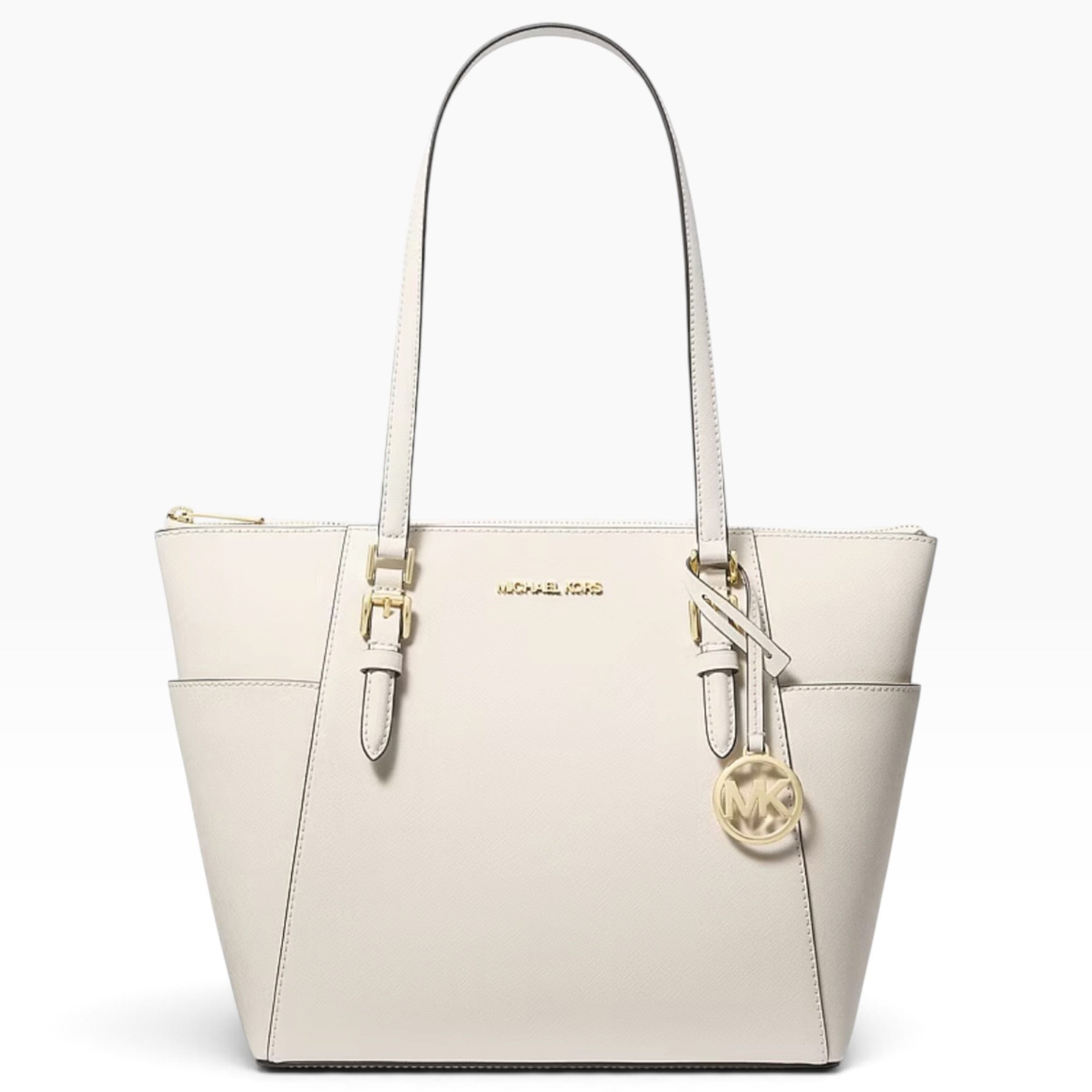 MICHAEL KORS Handtasche Michael Kors Handtasche Charlotte Saffiano Leder Creme, abnehmbarer Anhänger