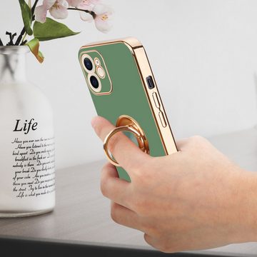 Cadorabo Handyhülle Apple iPhone 12 MINI Apple iPhone 12 MINI, Schutzhülle - TPU Silikon Hülle - mit Kameraschutz und Ring