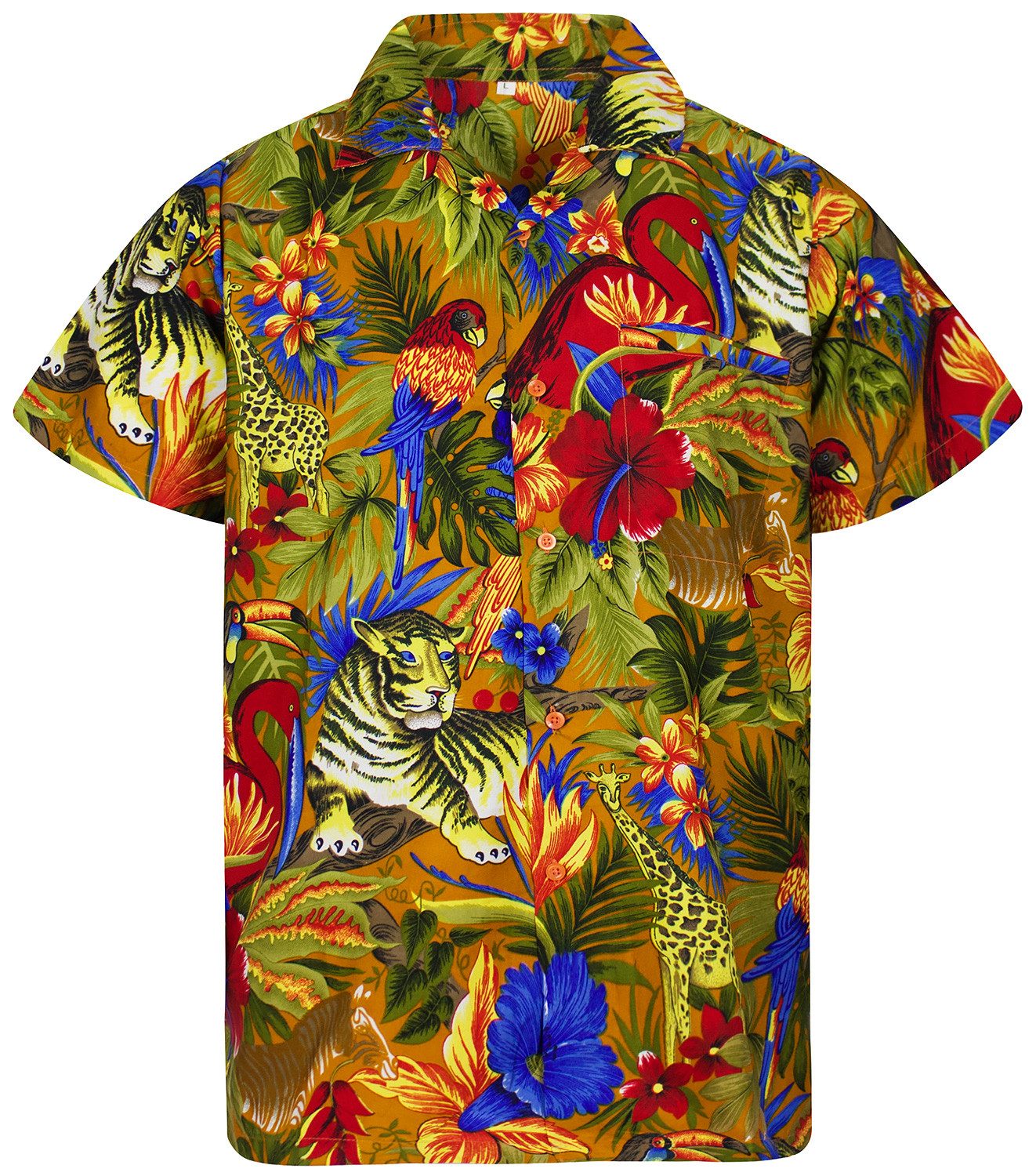 King Kameha Hawaiihemd Jungle Funky Hawaii-Hemd Herren Kurzarm Front-Tasche günstig online kaufen