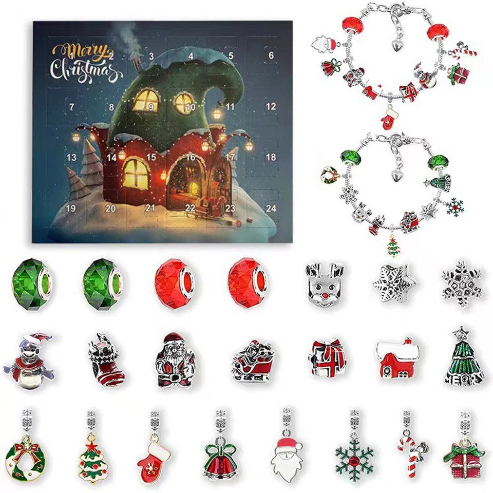 CLTYQ Schmuck-Adventskalender Adventskalender Mädchen Schmuck 2026, Weihnachtskalender Geschenk, für Kinder Teenager Frauen, 24 Füllung Adventskalender Schmuck Basteln