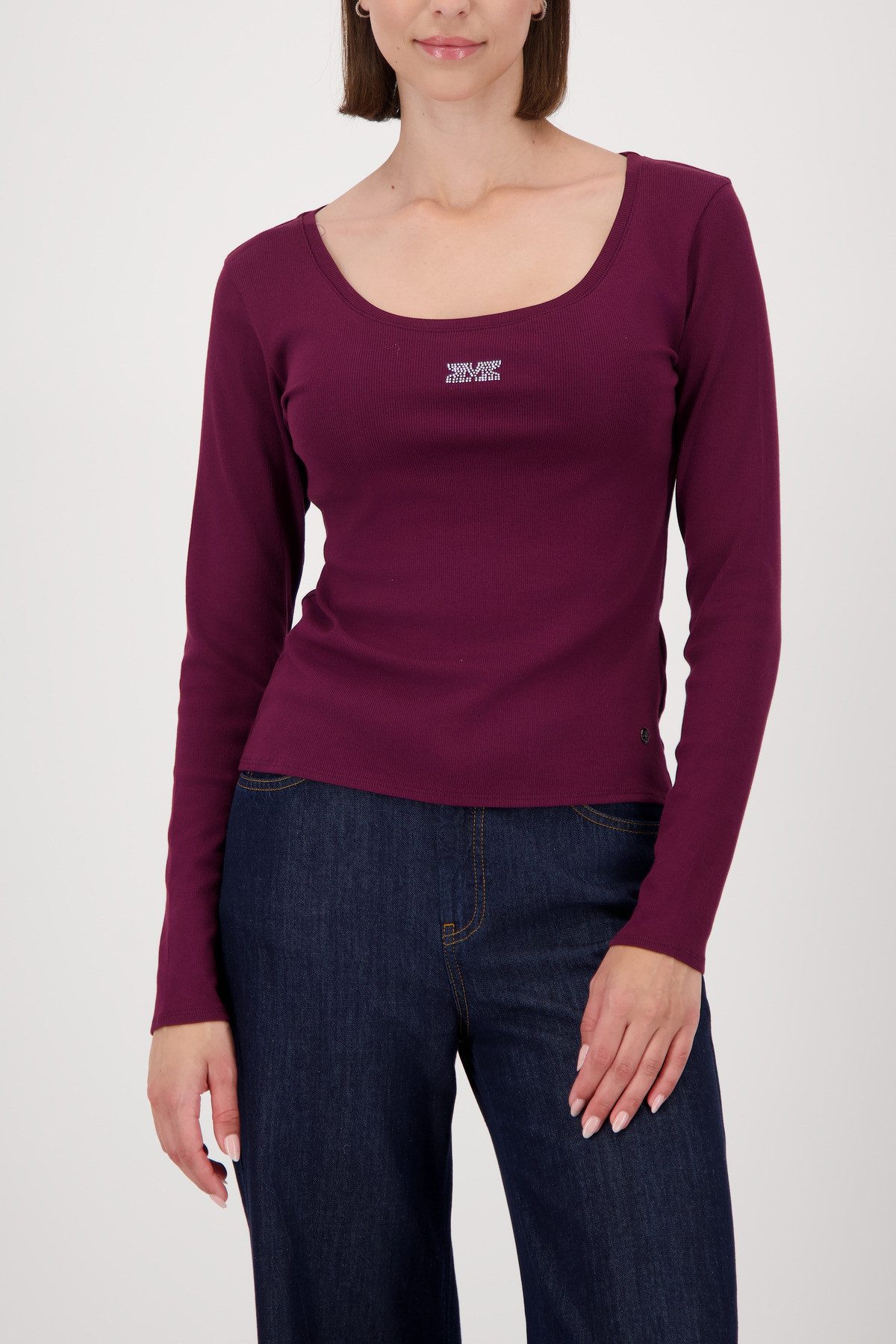 Monari Langarmshirt Shirt Rippe Schmuck Mit günstig online kaufen