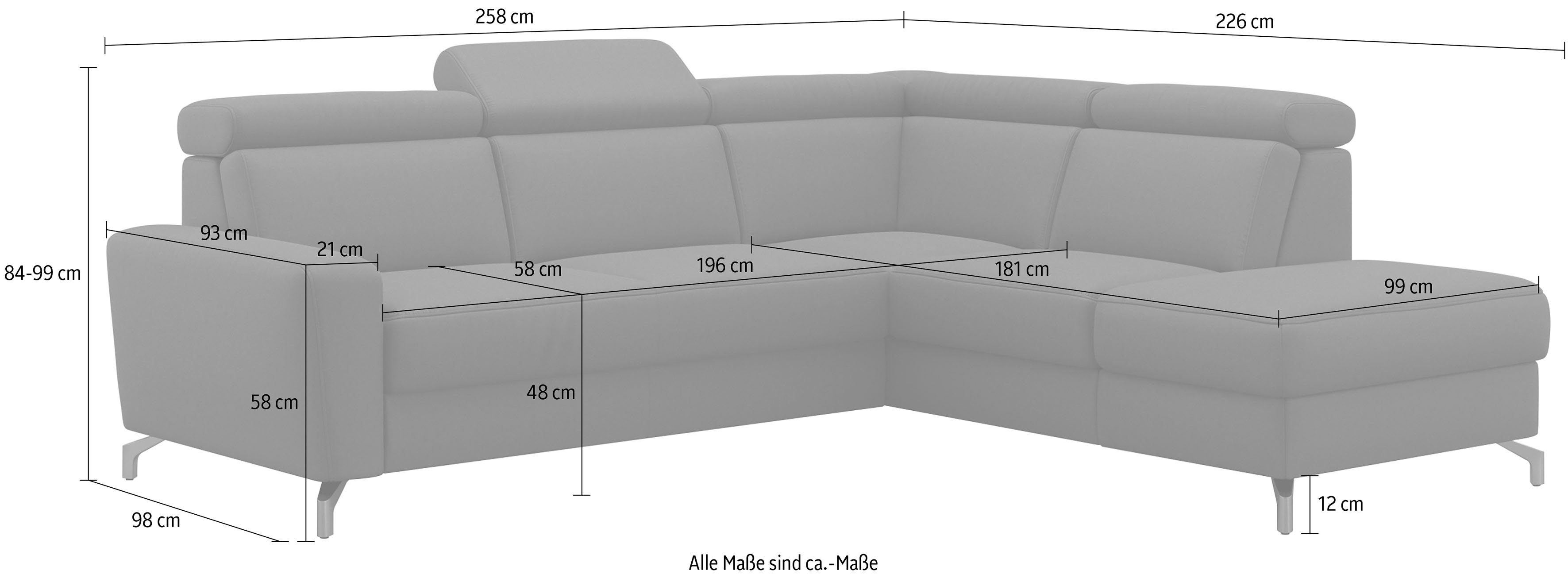 sit&more Ecksofa Scarlett L-Form, inklusive Kopfteilverstellung, wahlweise mit Bettfunktion, Bettkasten