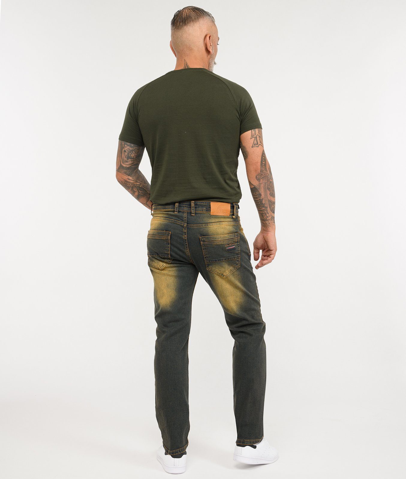 RC-329 Dirty-Wash Jeans Stonewashed Herren Regular-fit-Jeans Creek Rock