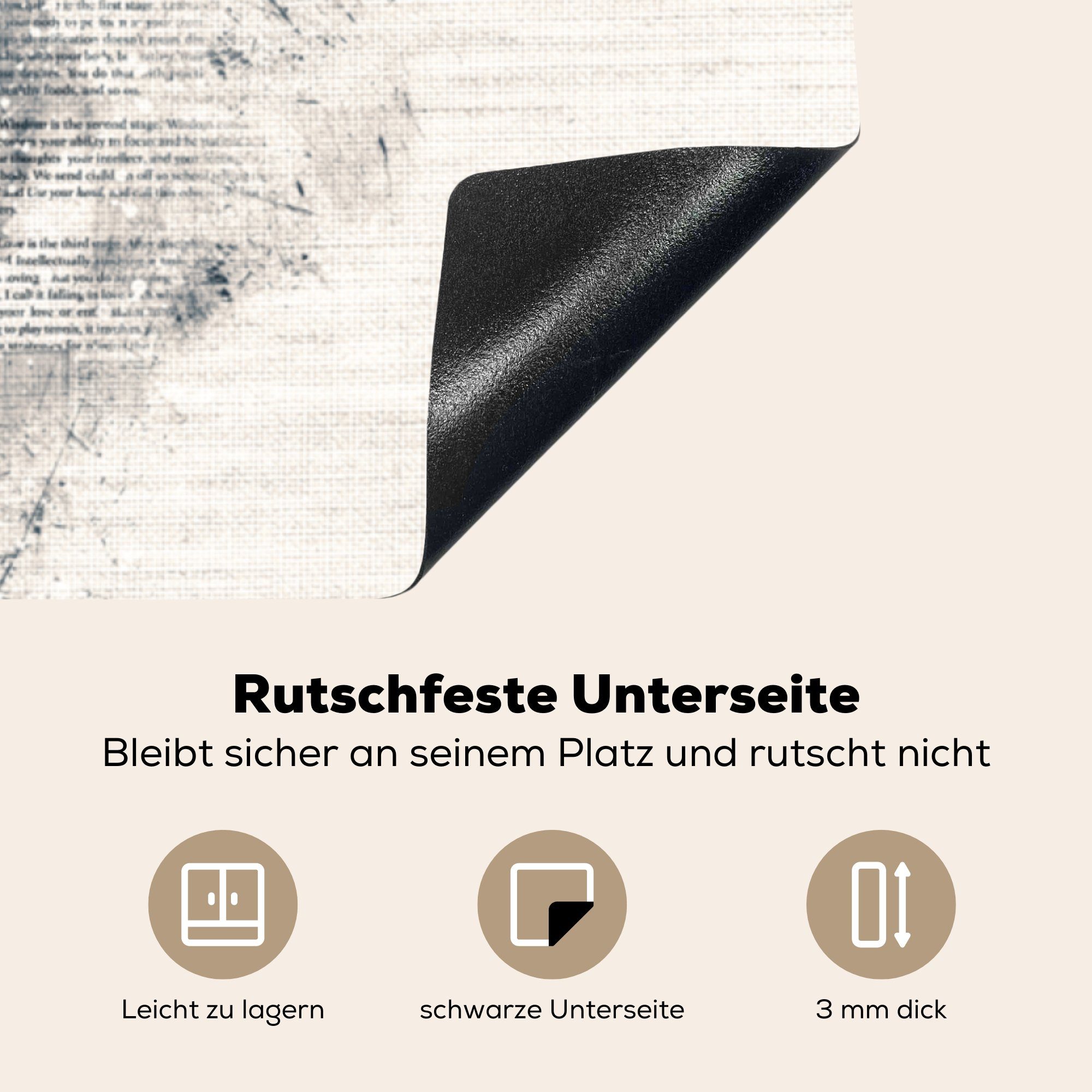 Arbeitsplatte küche Ceranfeldabdeckung, tlg), Herdblende-/Abdeckplatte Blau, (1 für 78x78 cm, Vinyl, Zeitung - Löwe MuchoWow -