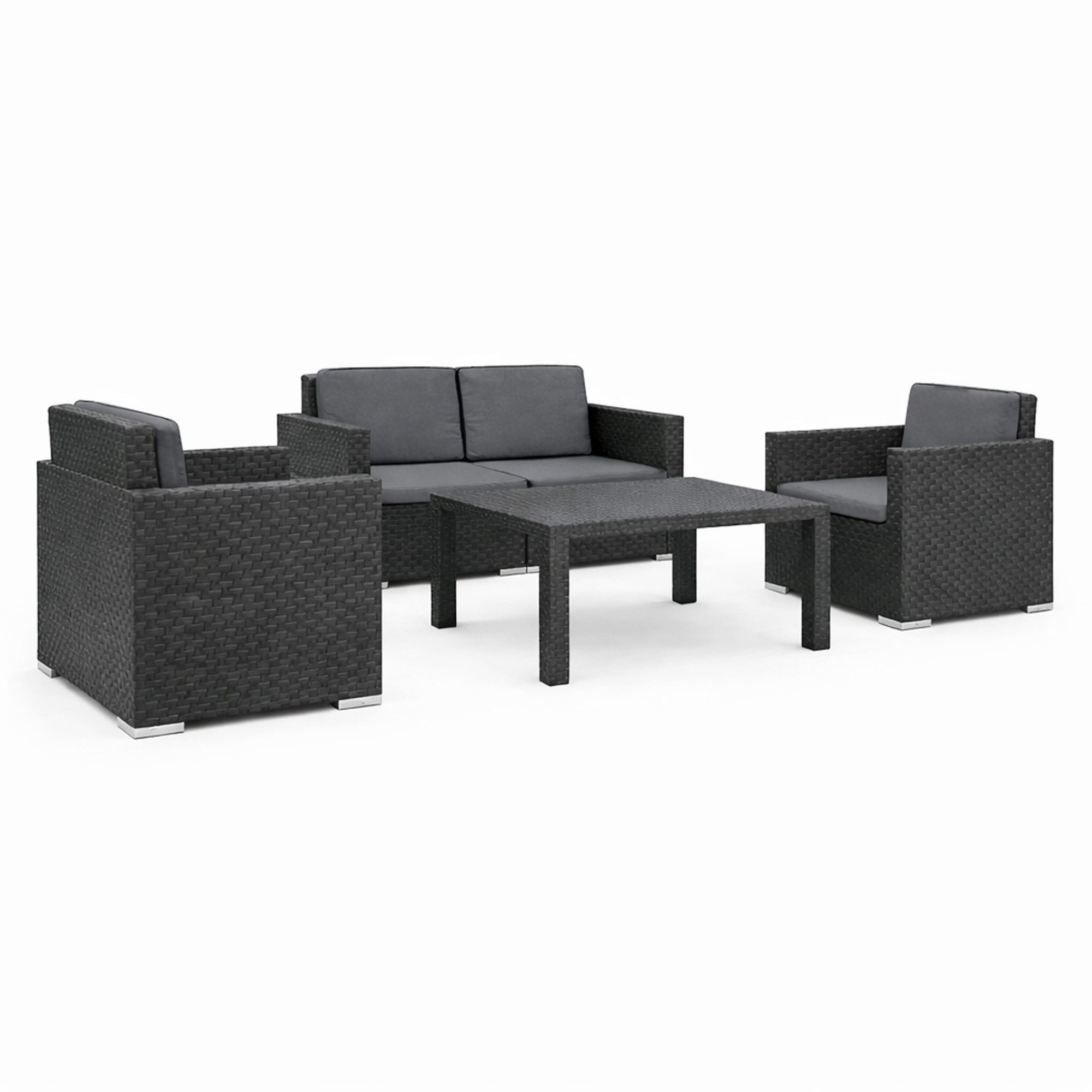 Bestlivings Gartenlounge-Set Gartenmöbel in Rattan-Optik, 4-tlg., 2 Sessel, 1x2er Sofa, Tisch, inkl. Auflagen
