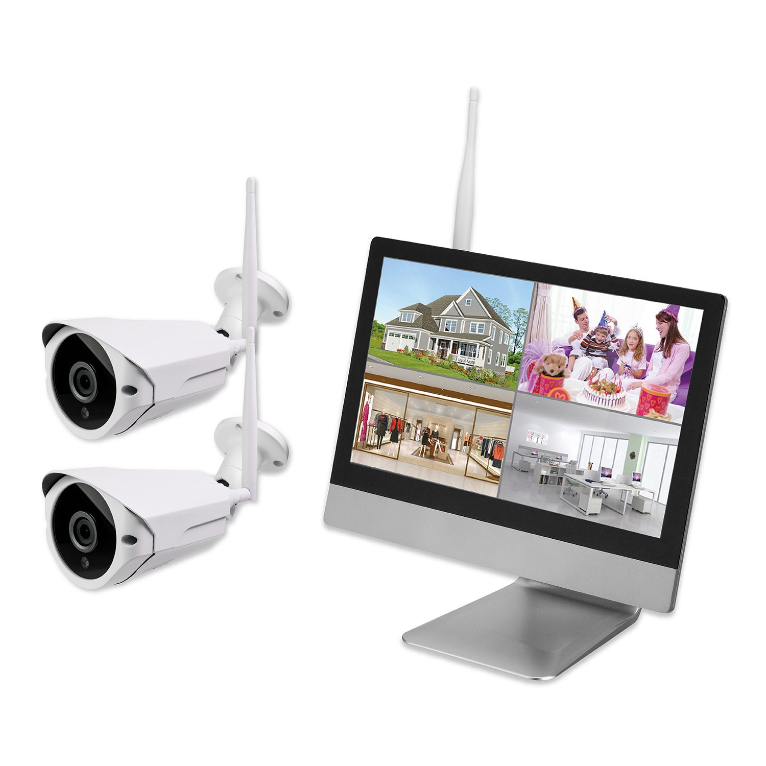 LUVISION »LV-201+2.C01« Überwachungskamera (2-tlg., 12" (29,50cm) 4 Kanal  NVR WLAN IP Funk Überwachungssystem mit 2 x WLAN Überwachungskamera mit  Mikrofon 1080p) online kaufen | OTTO