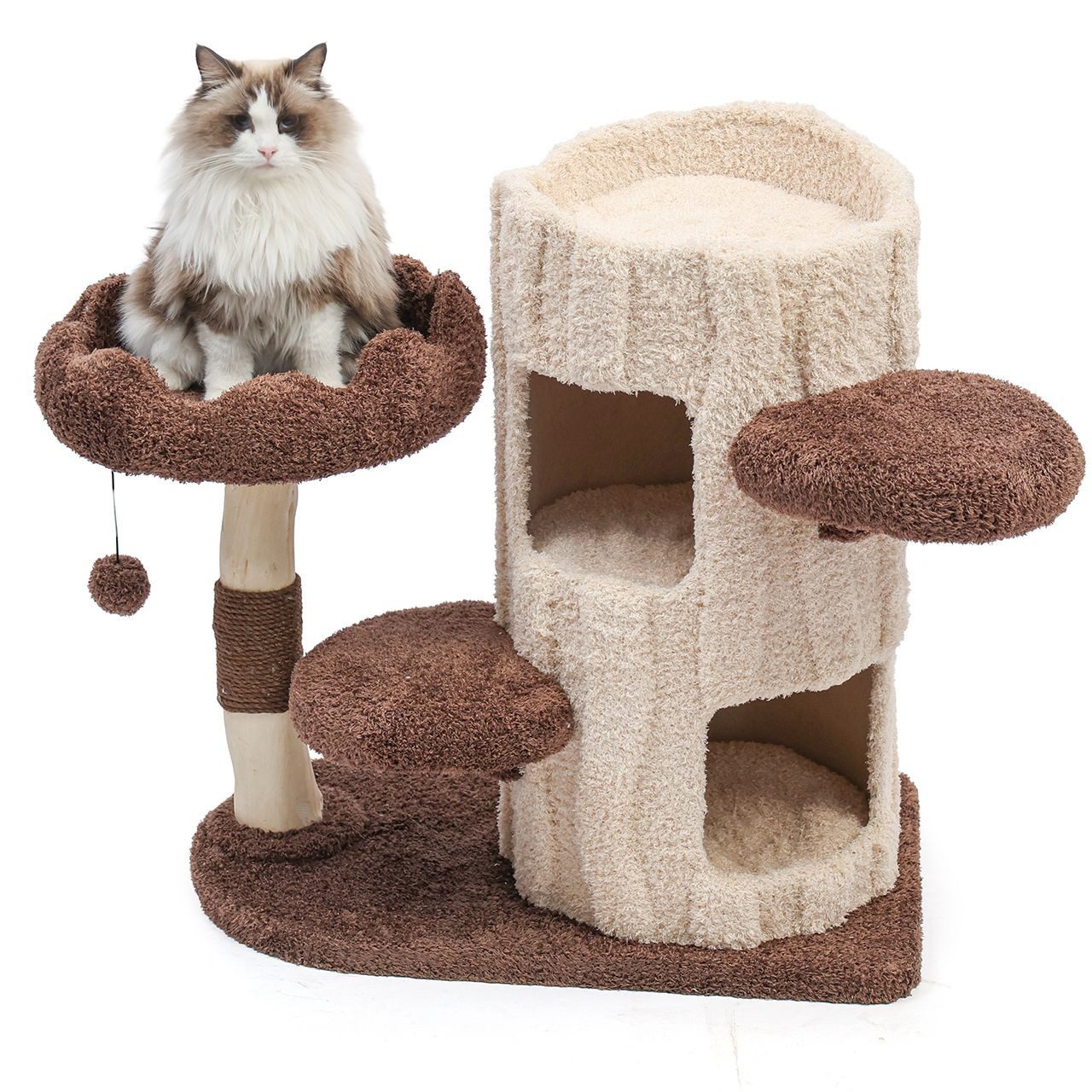 Canadian Cat Company Kratzbaum Ivy 78 cm, mit 2 Höhlen, Kuschelbett und Spielball, ca. 76 x 46 x 78 cm