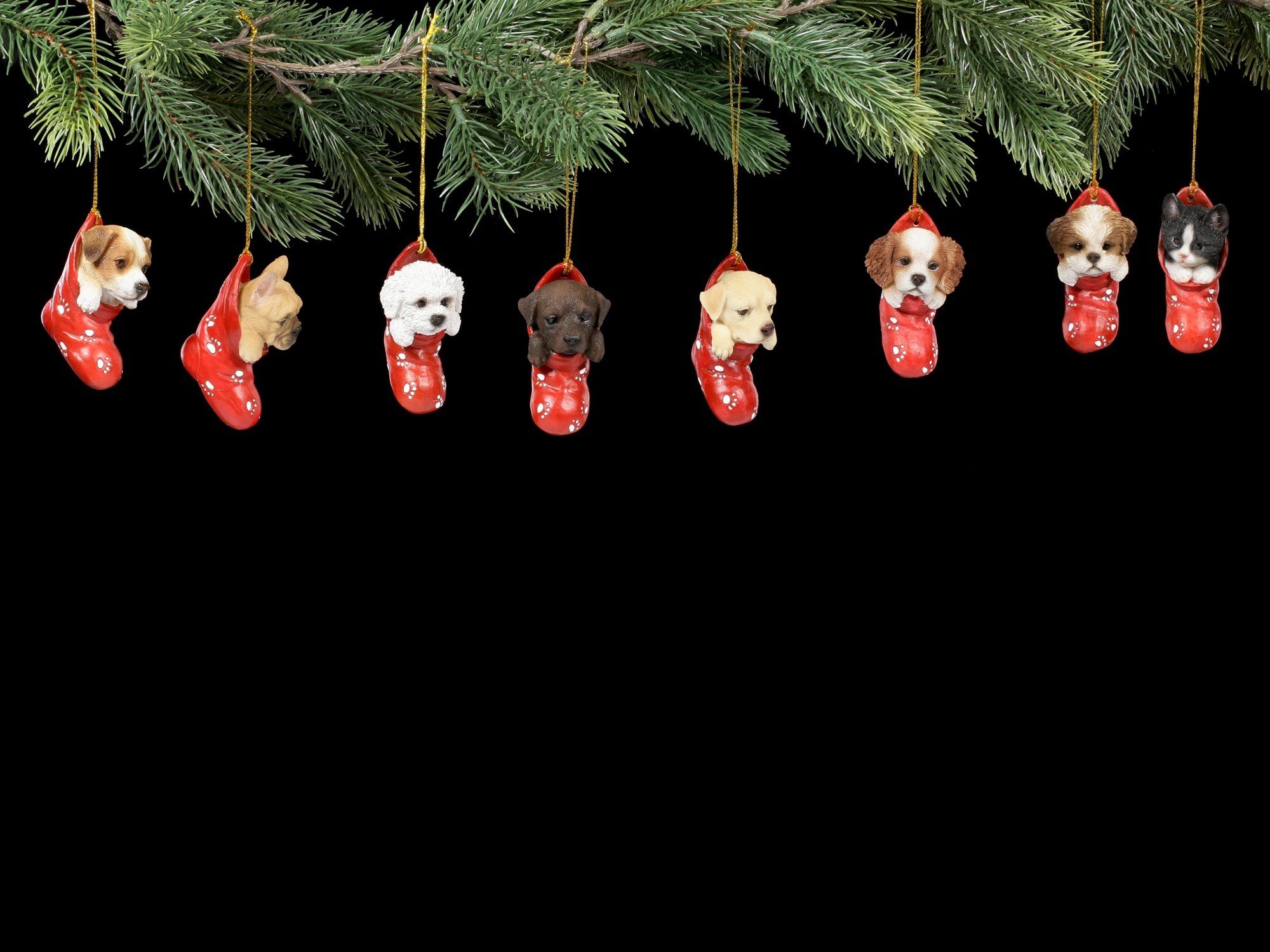 Figuren Shop GmbH Christbaumschmuck Christbaumschmuck im Hund Weihnachten (1-tlg) - Tzu Strumpf Tierdeko Shih 