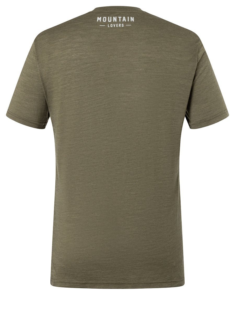 T-Shirt Merino-Materialmix Olive M Merino T-Shirt Grey SUPER.NATURAL SKIEUR funktioneller Melange/Feather TEE Night