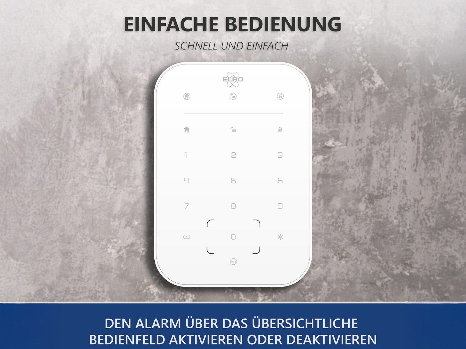 Elro Bedienfeld für ELRO AS98S Home2 Alarm Alarmanlage (Alarmzentrale für Smart Home Alarmanlage Haus oder Wohnung)