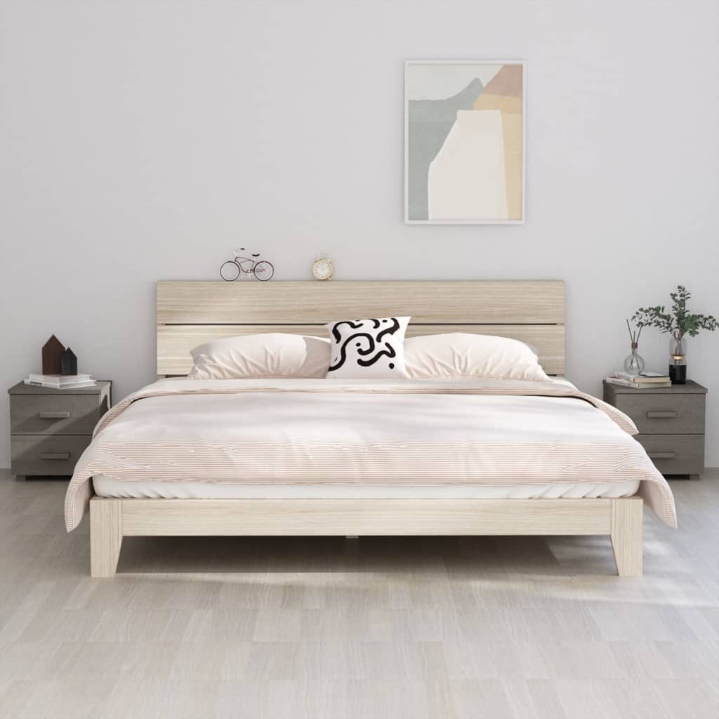 vidaXL Nachttisch NA Nachttische2er Set Hellgrau 40x35x44,5 cm Massiv Kiefernholz