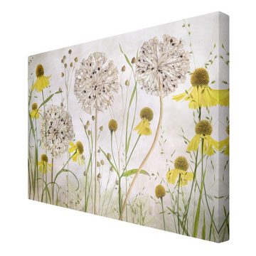 Bilderdepot24 Leinwandbild Vintage Retro Modern Allium Helenium beige Bild auf Leinwand Groß XXL, Bild auf Leinwand; Leinwanddruck in vielen Größen