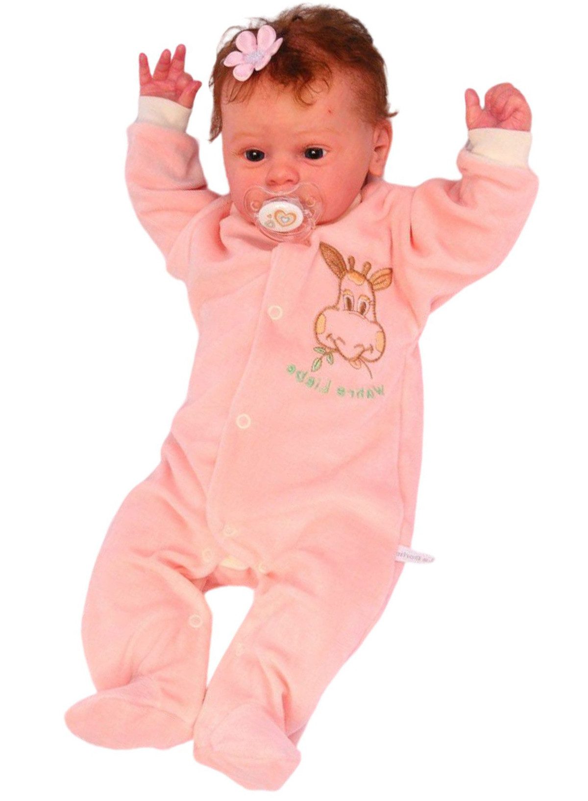 La Bortini Ползунки Babynachtwäsche Ползунки Baby Overall Schlafanzug für Neugeborene (Einteiler mit Druckknöpfe) weich, samt, 44 50 56 62 68 74 80