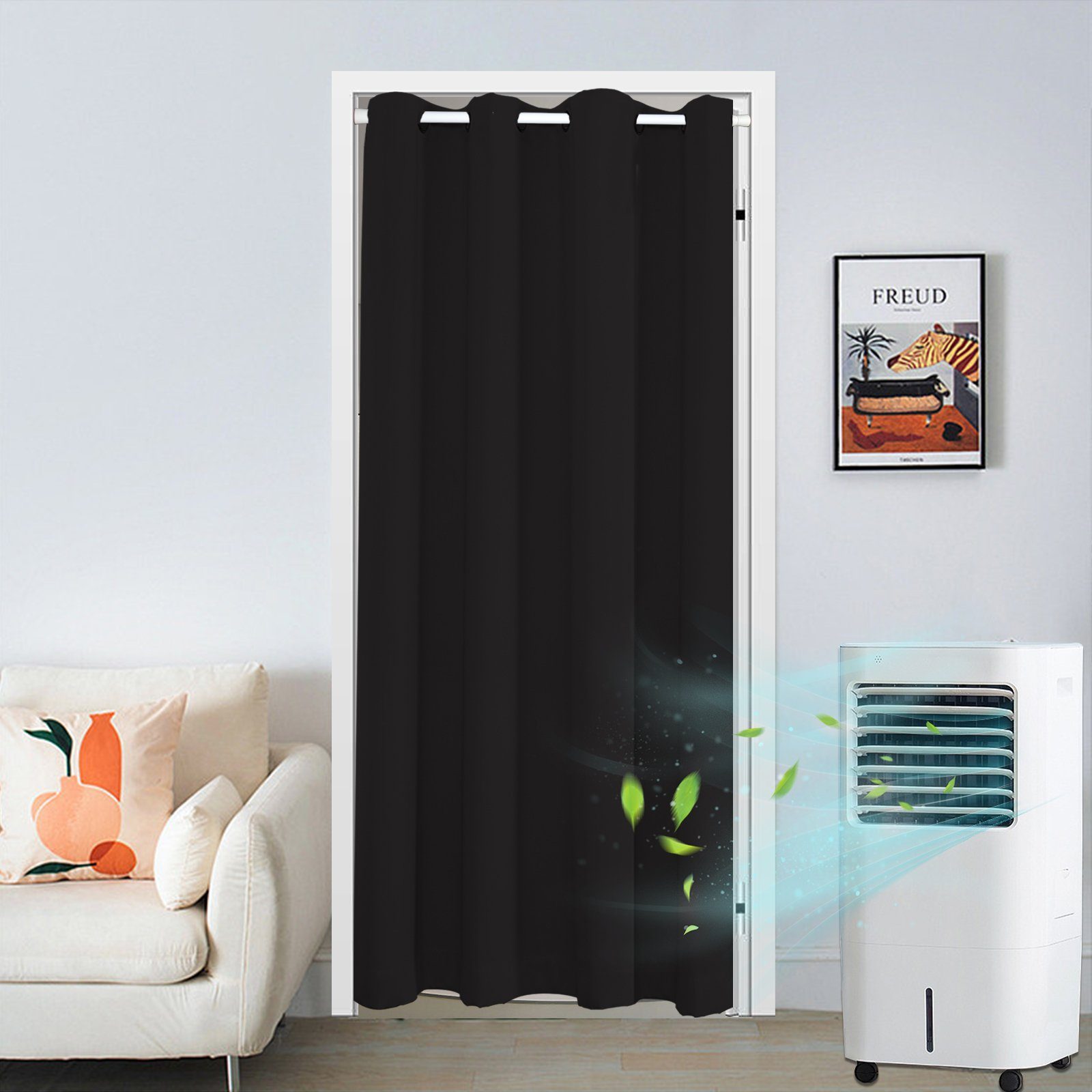 BTTO V&G Türvorhang Thermo Gardinen Vorhang Blickdicht ösen 6 Farben, 3 Größen, Verdunkelungsvorhang 132x203cm/132x244cmThermovorhang – Bild 4 von 5