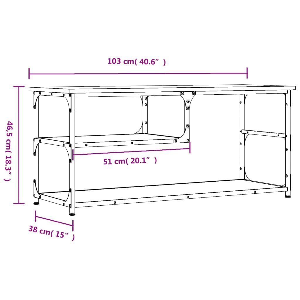 103x38x46,5 Stahl furnicato Schwarz TV-Schrank Holzwerkstoff cm und