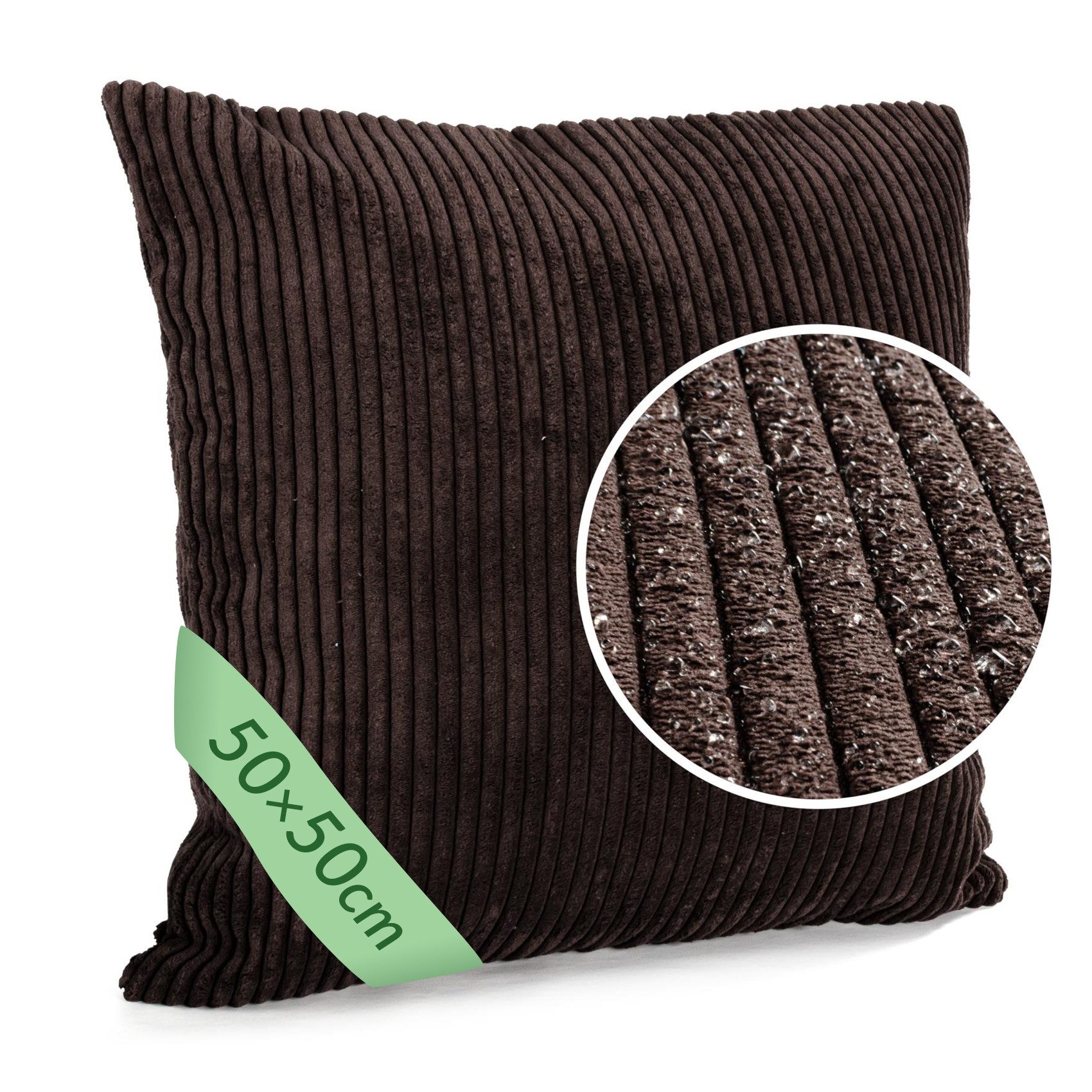 ANRO Декоративные подушки Подушкиhülle MIT oder OHNE Füllung Подушкиbezug Zierkissen, Подушкиüberzug ohne Füllung Cordsamt 50x50cm Einfarbig Dunkelbraun