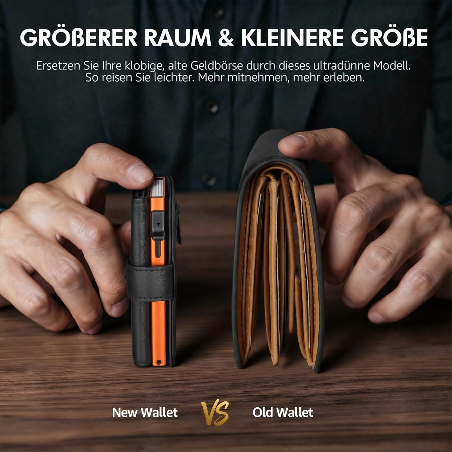 TEEHON Geldbörse Geldbeutel Herren mit Münzfach, Hochwertige Slim Wallet (Kartenetui Klein 8-10 Karten, Premium Exklusiv Geldbörse RFID Schutz), Portmonee Herre – Bild 4 von 5
