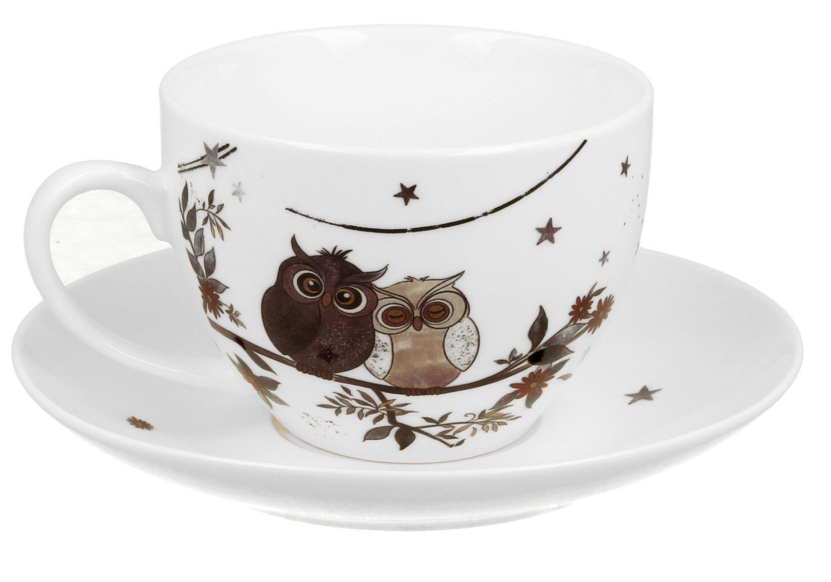 Dark-Desires Tasse Vintage Charmig mit Eulen Tasse Untertasse Owls