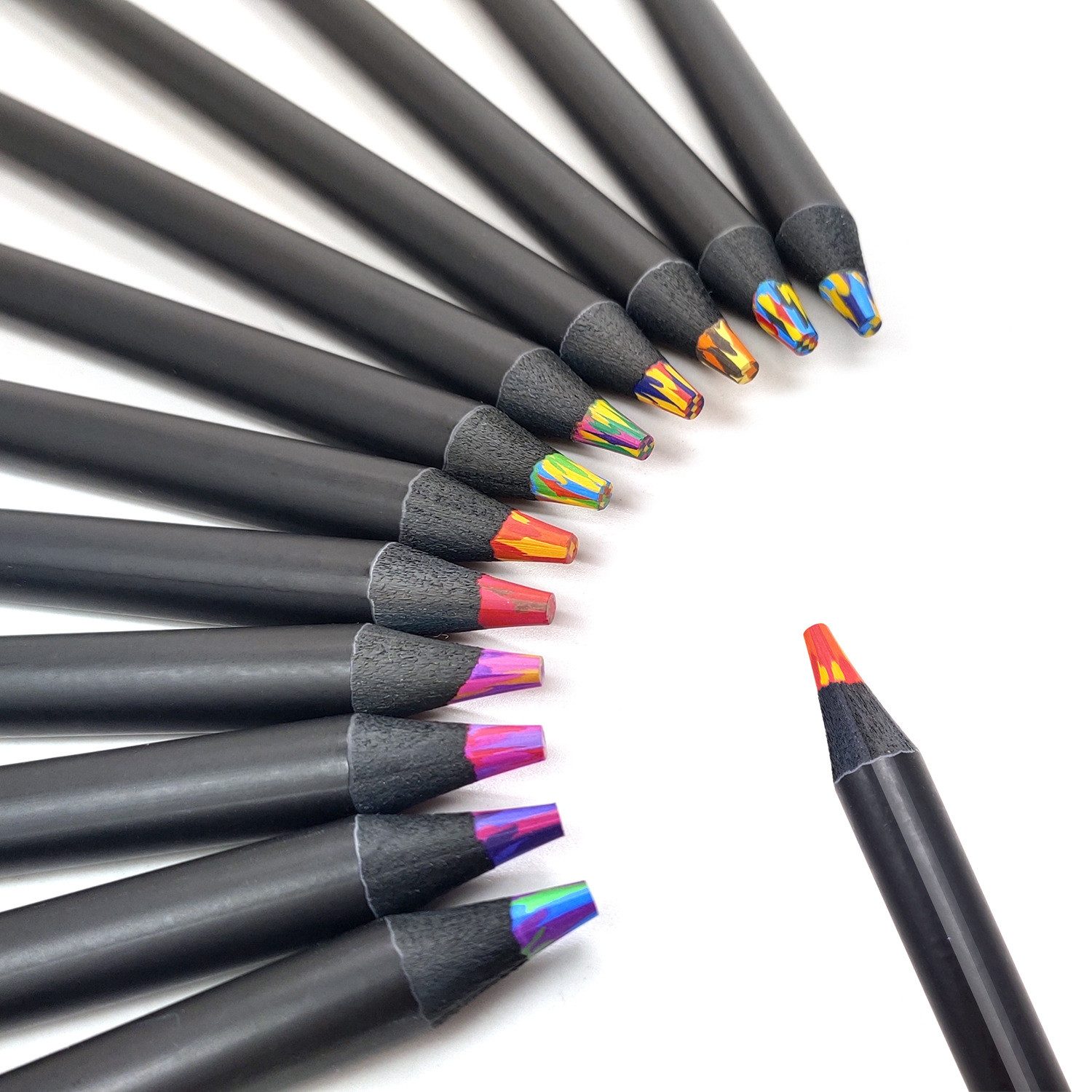 FOUORTUNATE-BEE Buntstift 12 Stück Farbstifte Buntstifte Schwarze Hölzerne Mehrfarbige Stifte, (Art Supplies für Zeichnung Färbung), Einschulung Mädchen Junge