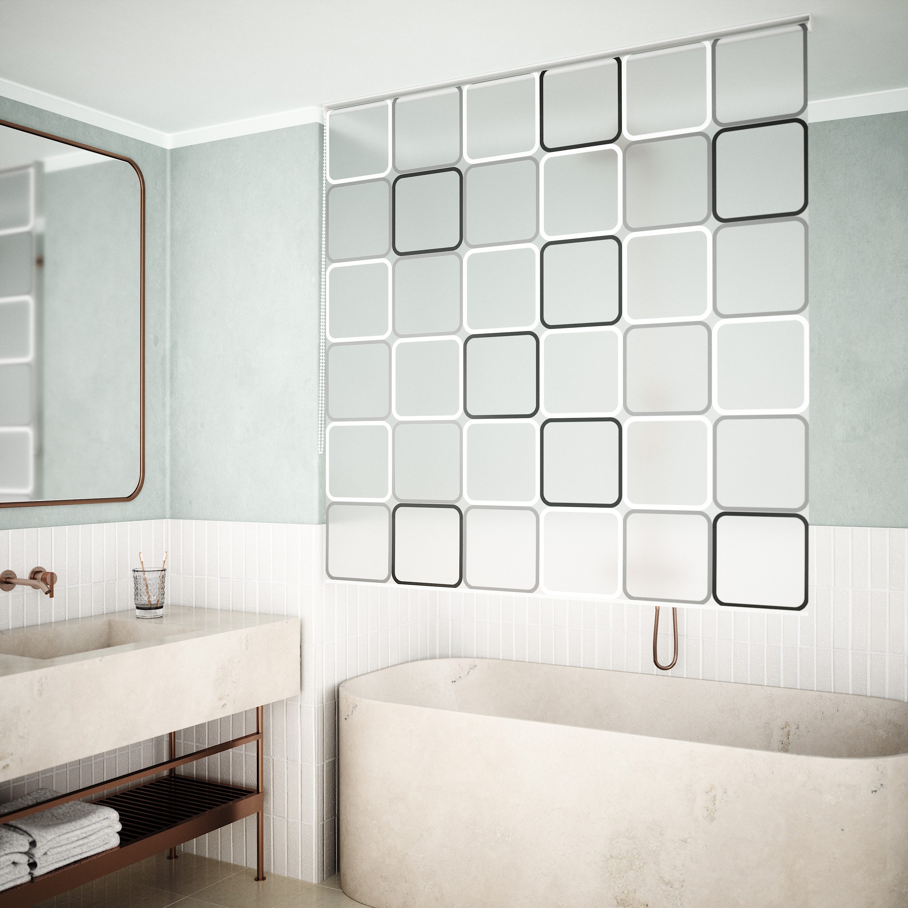 Aquabad® Duschrollo Vaskaflex Badewannenrollo Breite 100 cm, Muster: Quadra günstig online kaufen