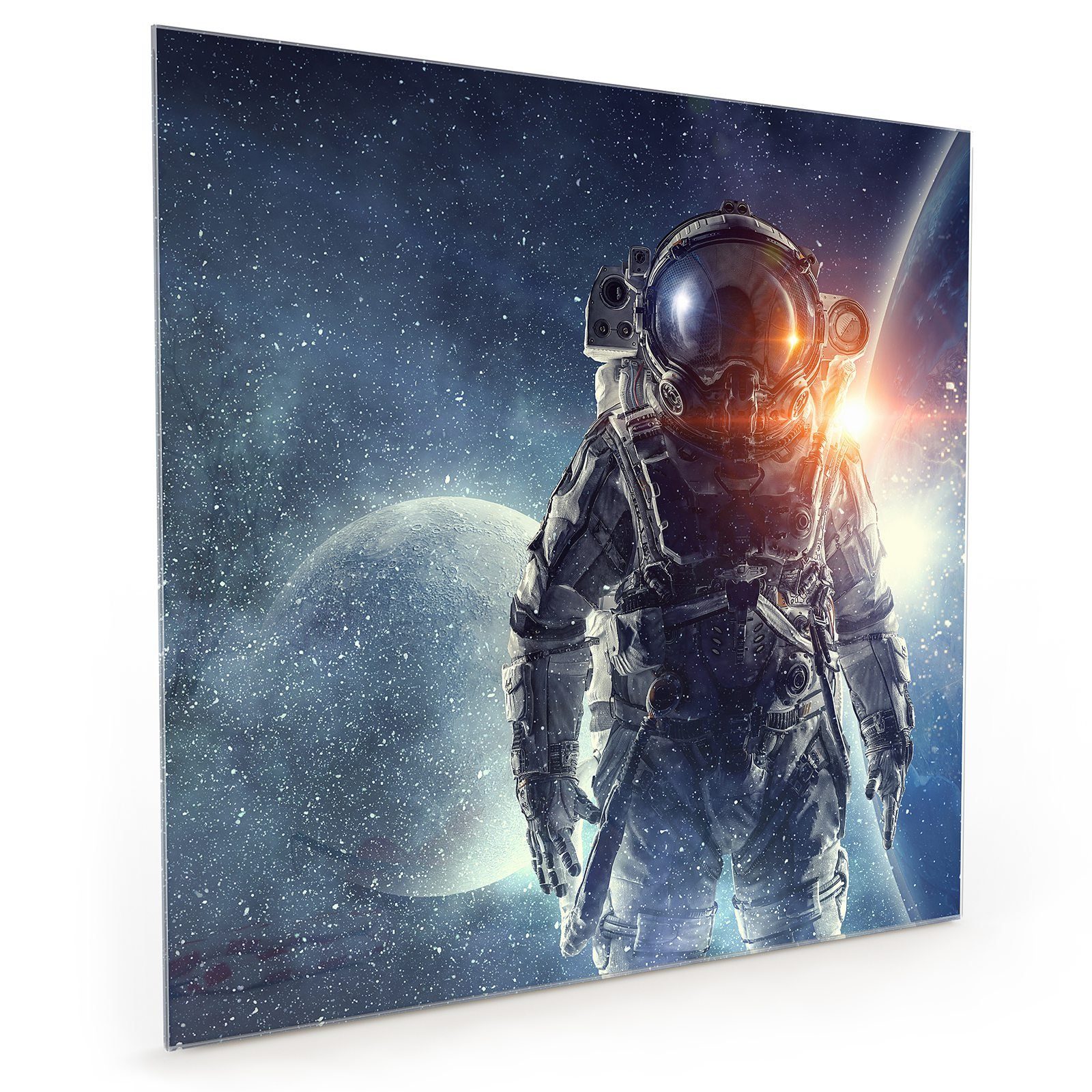 Primedeco Küchenrückwand Küchenrückwand Spritzschutz Motiv Raumanzug im Astronaut mit Glas
