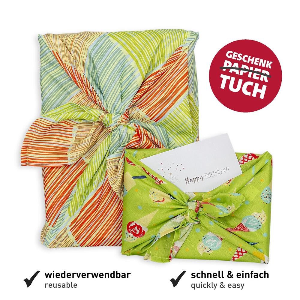 Roth Geschenkpapier Geschenktuch, 3er Set, Sommer, Geschenke verpacken auf Japanische Art