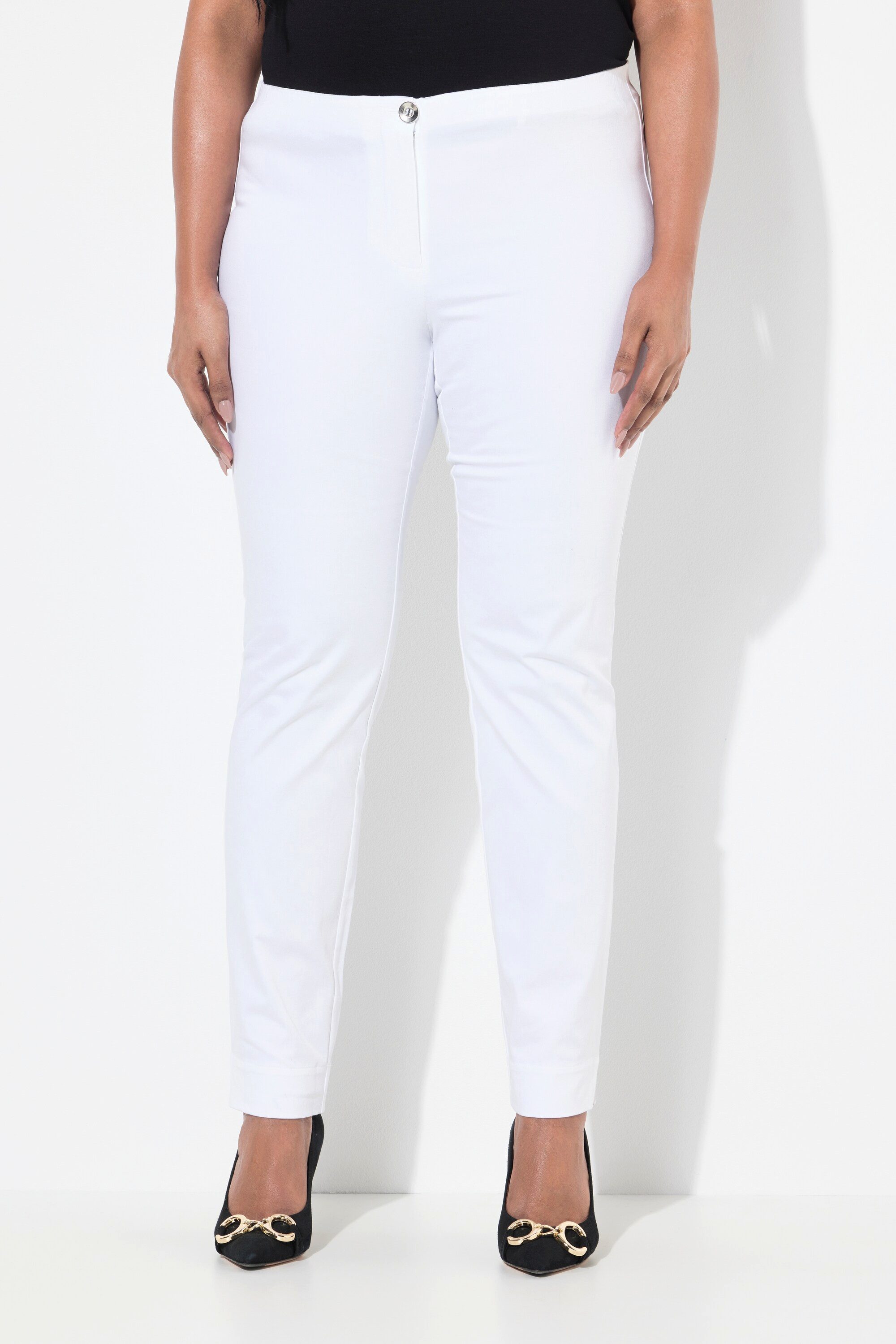 Ulla Popken Chinohose Chino-Hose Slim Elastikbund Saumschlitze günstig online kaufen
