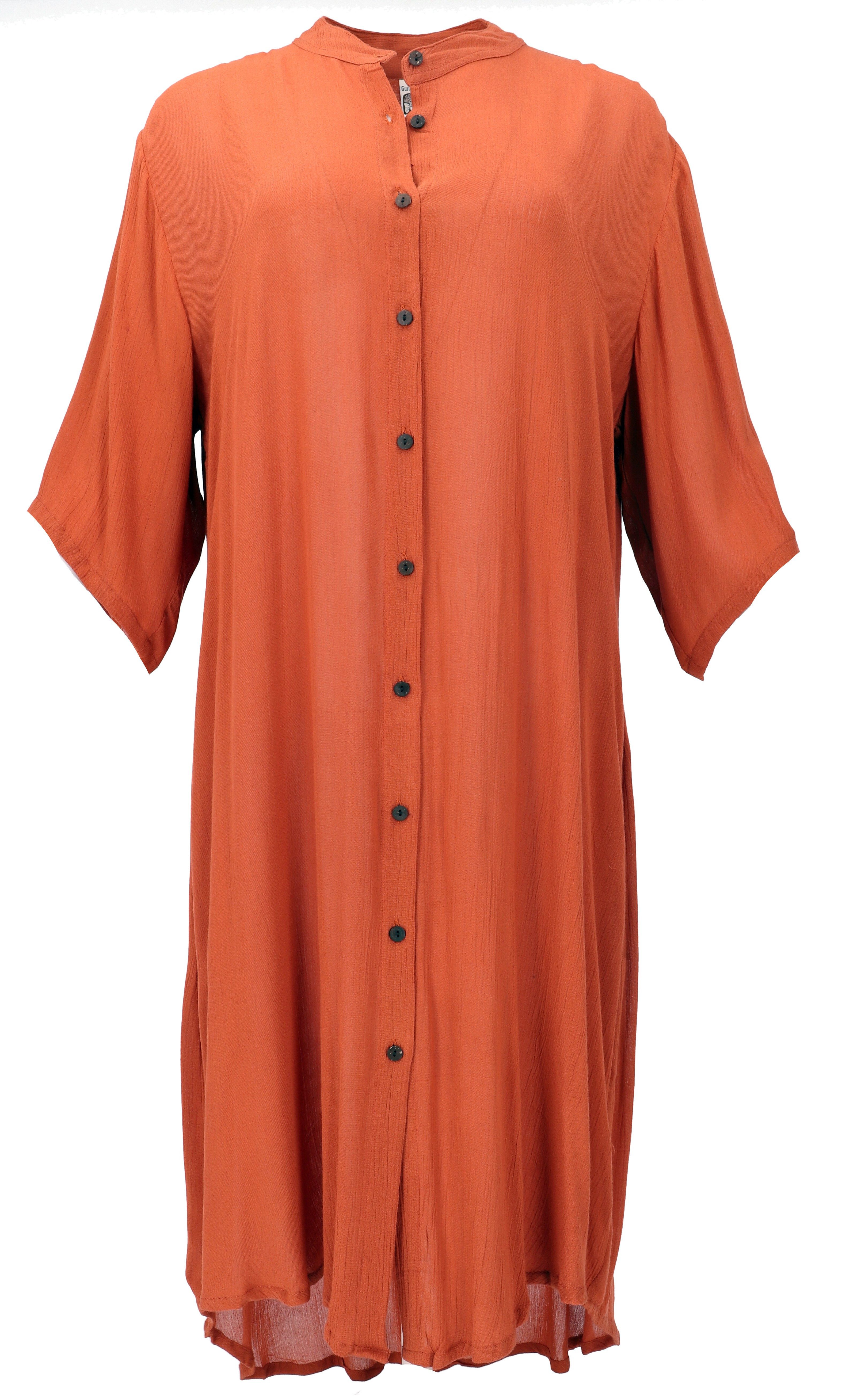 Guru-Shop Midikleid Boho Hemdkleid, lange Viscose Crepe Tunika -.. alternative Bekleidung