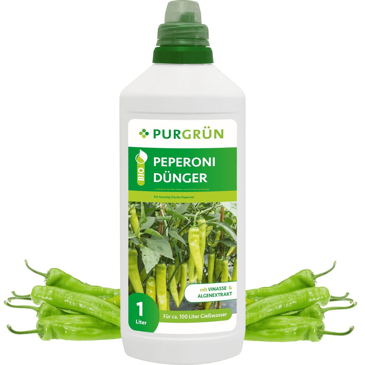 Gemüsedünger Purgrün Bio Peperoni Dünger, NPK 4+1+7, Algenextrakt, 1 Liter