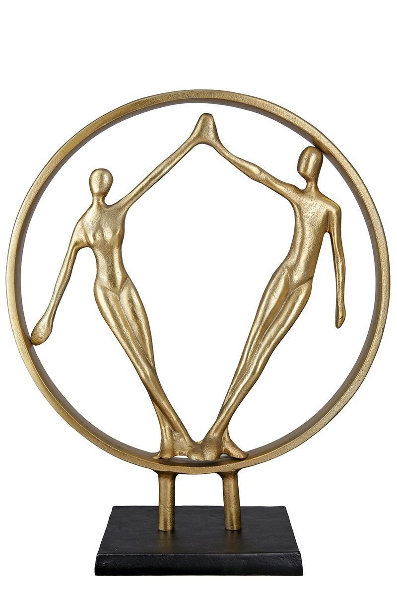GILDE Sammelfigur GILDE Alu Skulptur Hand in Hand goldfarben schwarze Metall Base Figur