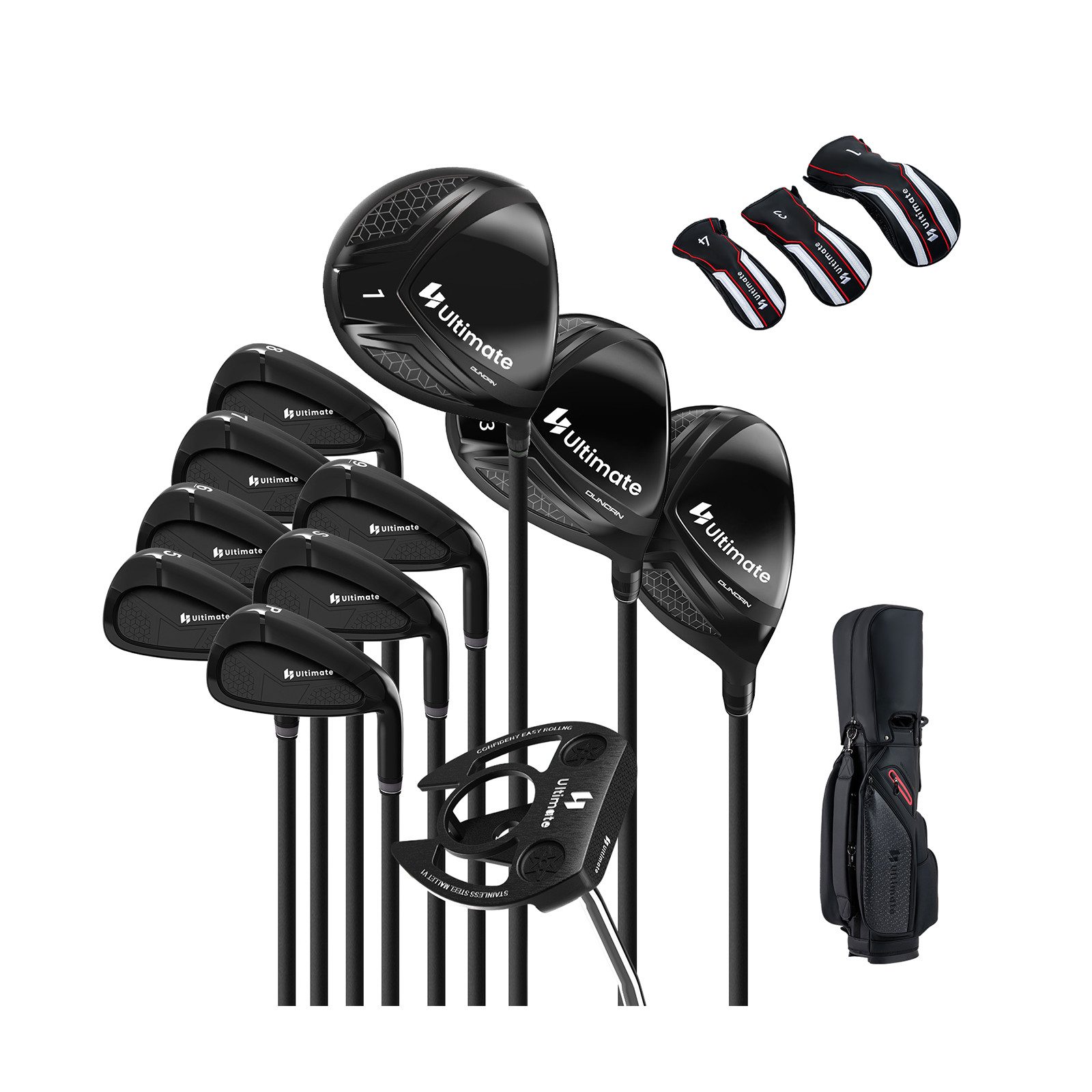 COSTWAY Golfschläger + Golfbag, Mit Schlägern & Tragbare Leichte Golftasche