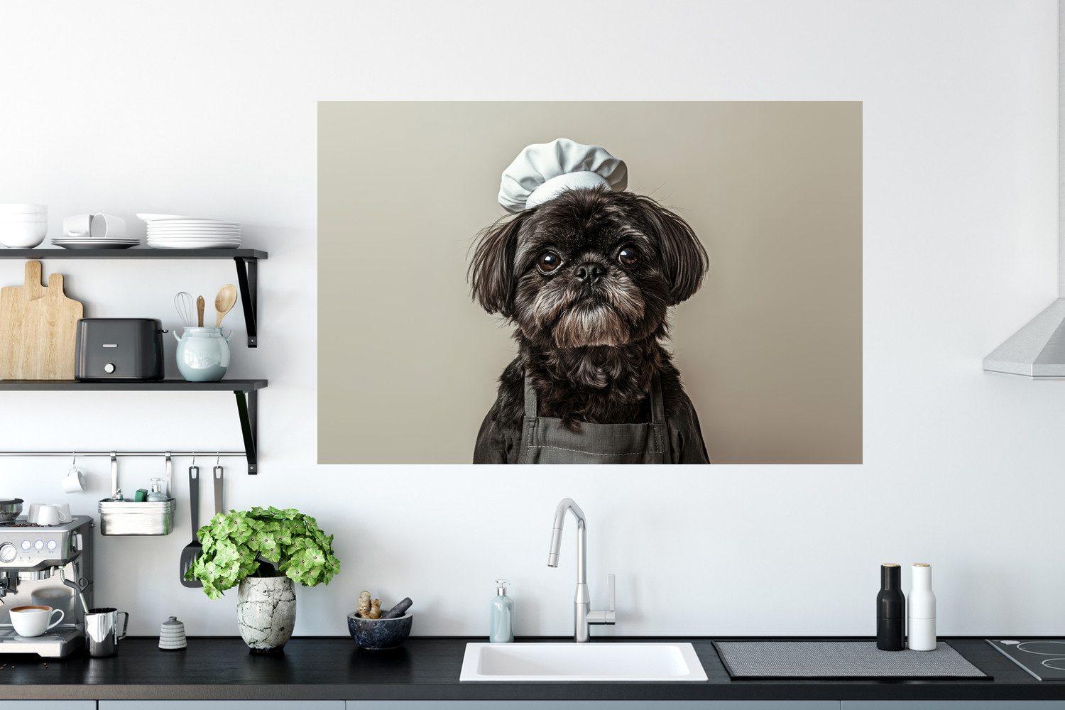 MuchoWow Wandsticker Kochkleidung - Schwarz - Hund (1 St), Wanddeko, Aufkleber, Wandtattoo, 120x80 cm