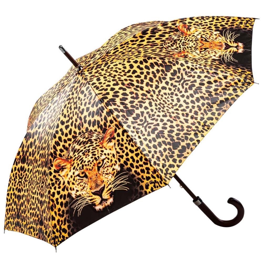 Luckyweather not just any other day Stockregenschirm Regenschirm Motiv LEOPARD Holzstock