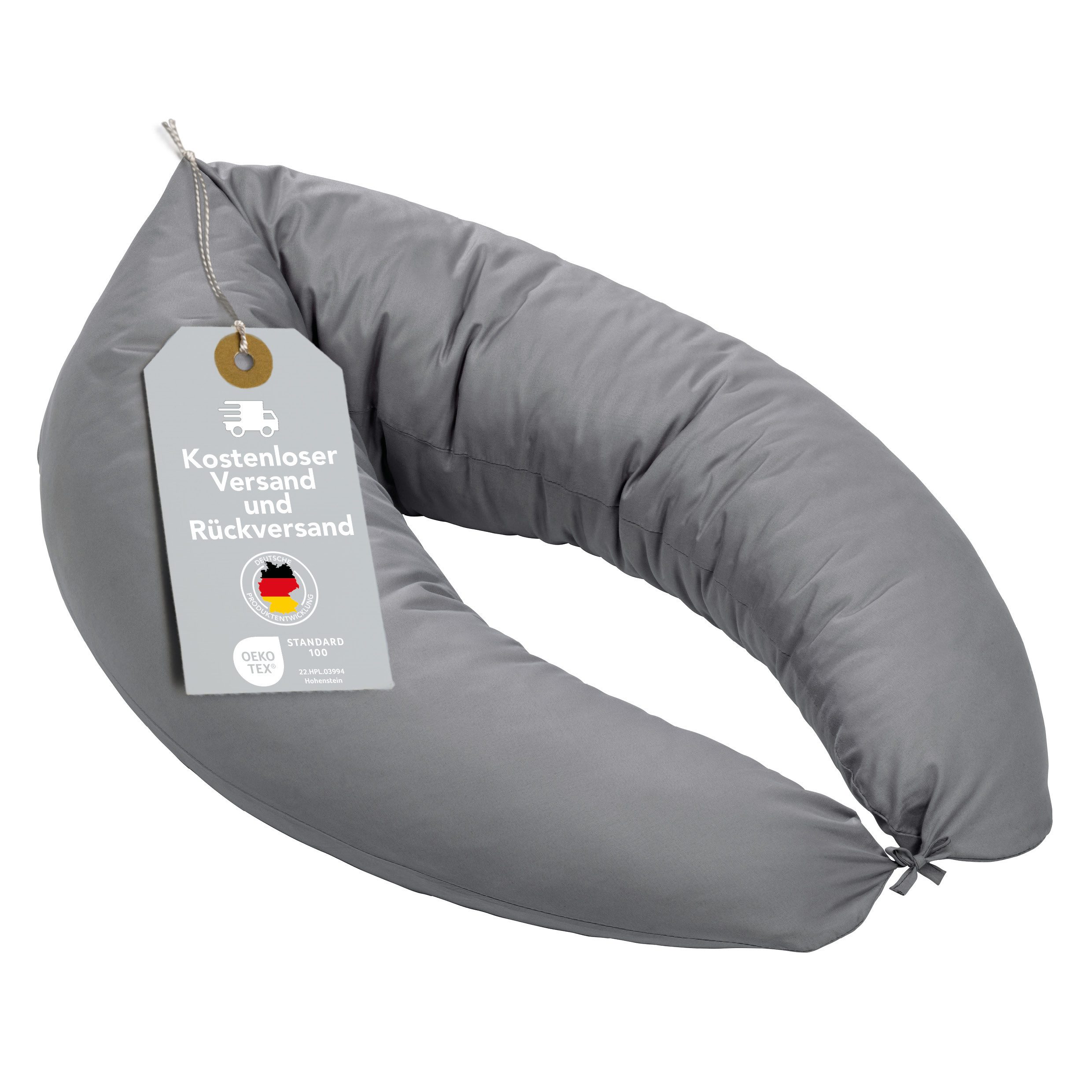 XDREAM Stillkissen Schwangerschaftskissen, Lagerungskissen, mit weichem Microfaserbezug, 1-tlg., XXL Stillkissen, Seitenschläferkissen mit Bändern zum Knoten, 190 cm